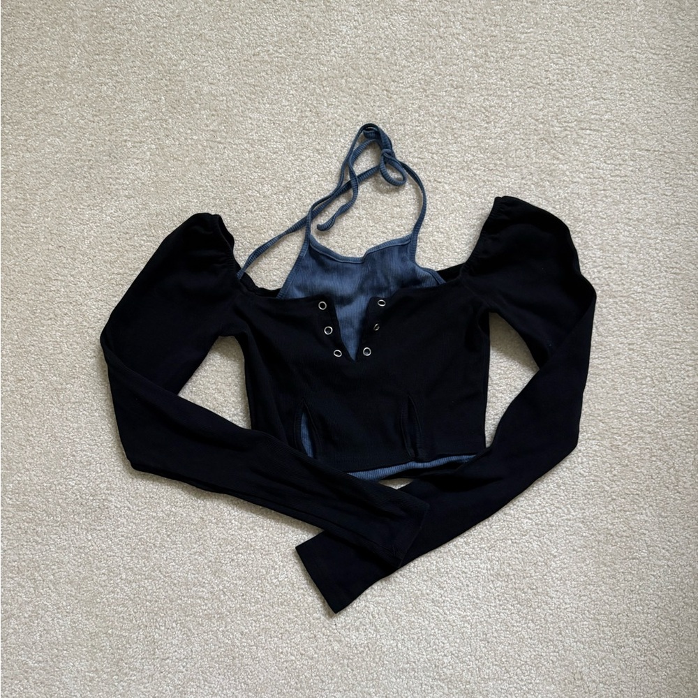 Stylish Black and Blue Women's Top